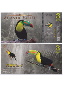 FORESTA ATLANTICA 3 Aves Tucano Dollars 2015 Fior di Stampa